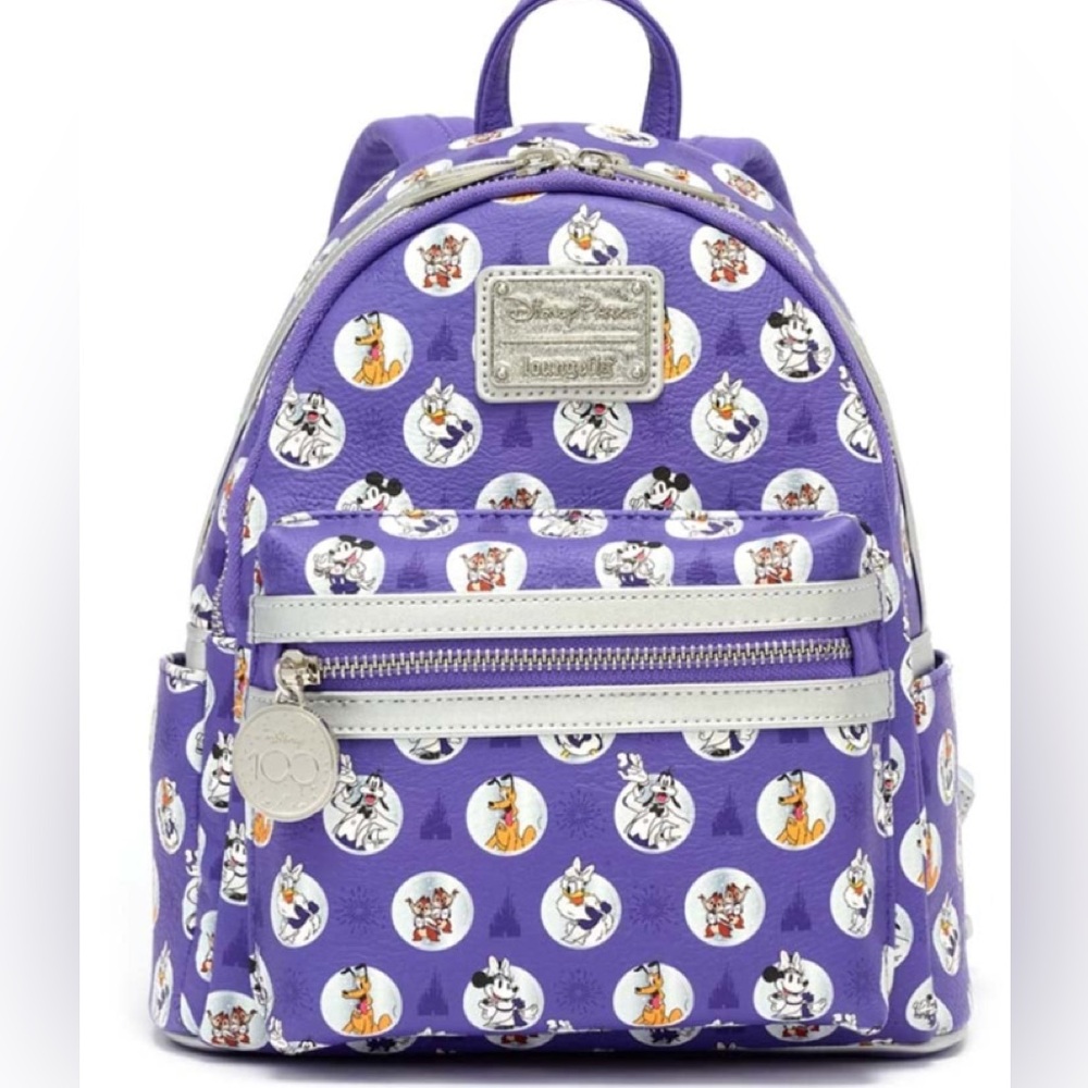 Brand NEW ! 100 year Anniversary Loungefly Purple Disney Character Backpack